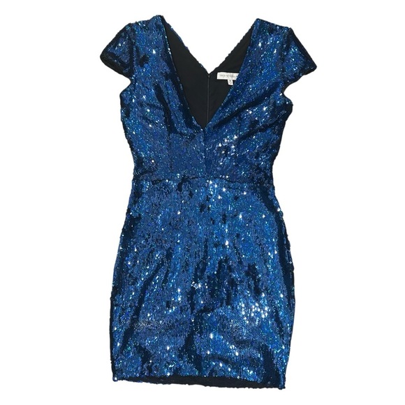 Dress the Population Zoe Blue Sequin Dress size medium party bachelorette Vegas - Picture 3 of 8
